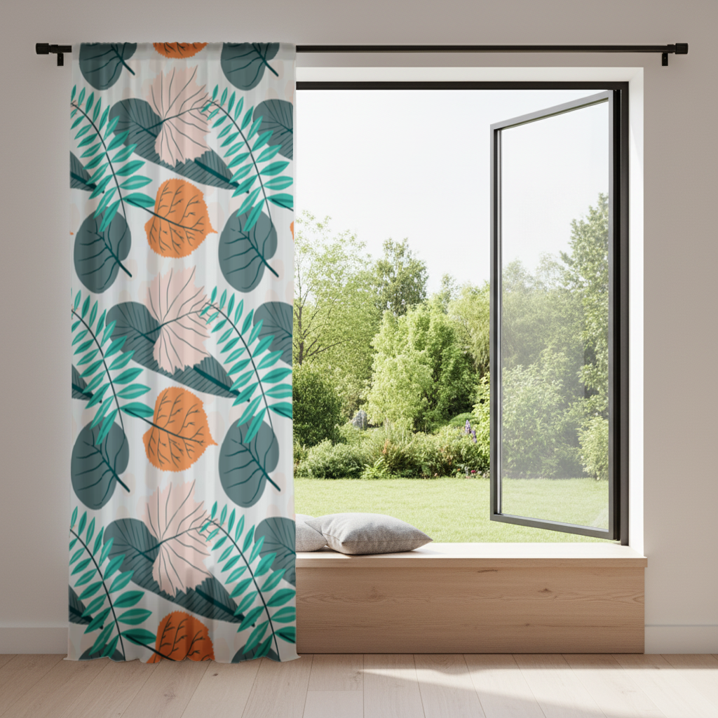 Modern Tropical Leaves Drapes