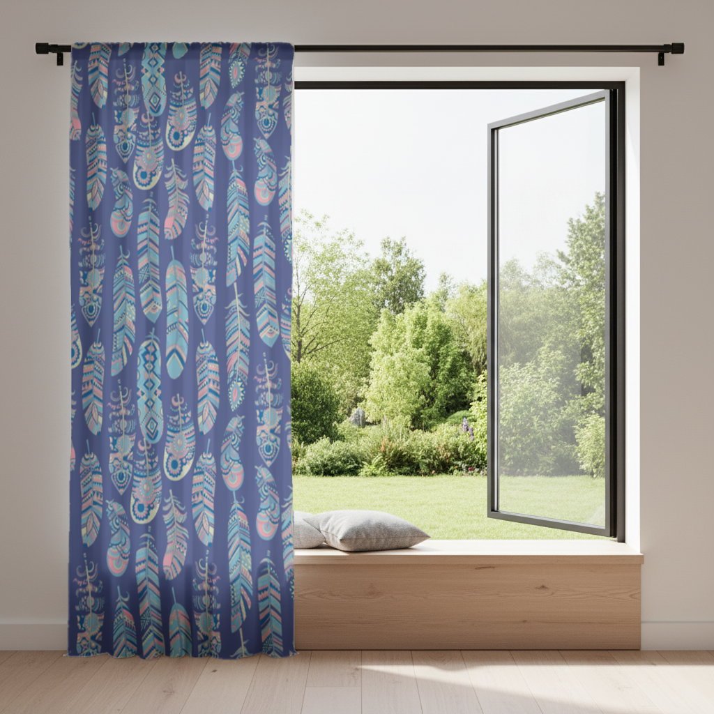 Boho Tribal Feather Drapes