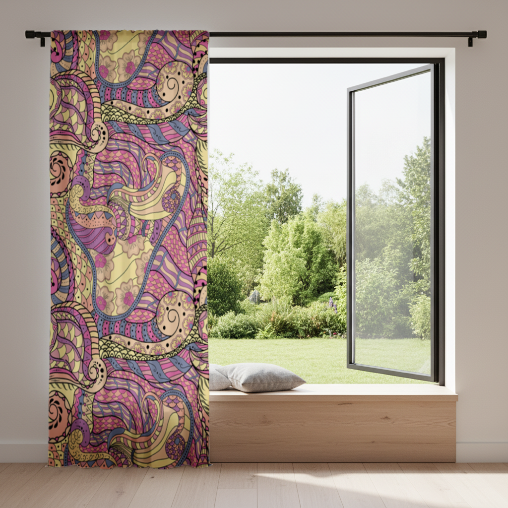 Psychedelic Zentangle Floral Drapes