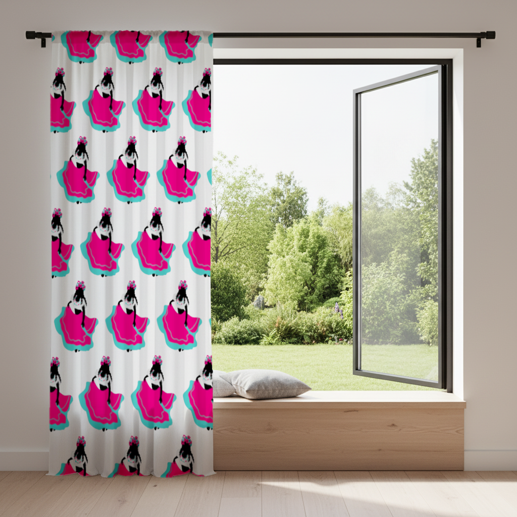 Mexican Folklorico Dancer Silhouette Drapes