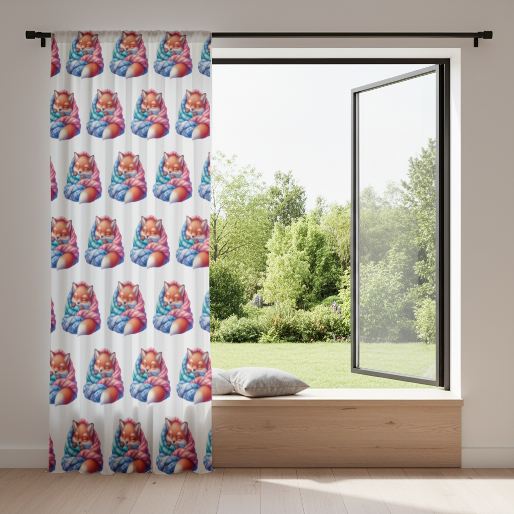 Sleeping Fox Knitted Blanket Drapes