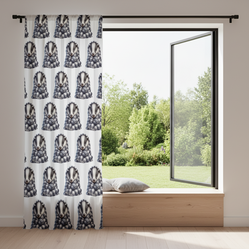 Cozy Baby Badger Wrapped in Blanket Drapes