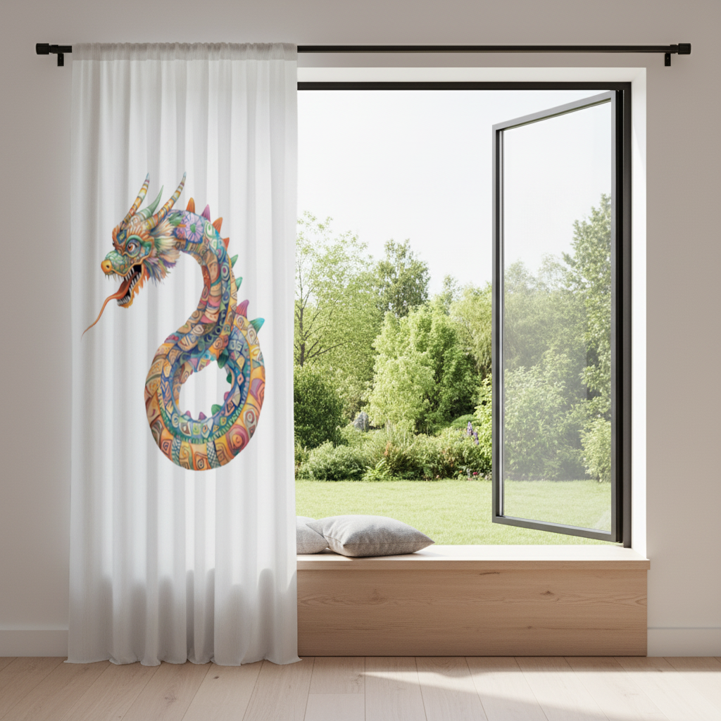 Colorful Mosaic Chinese Dragon Drapes