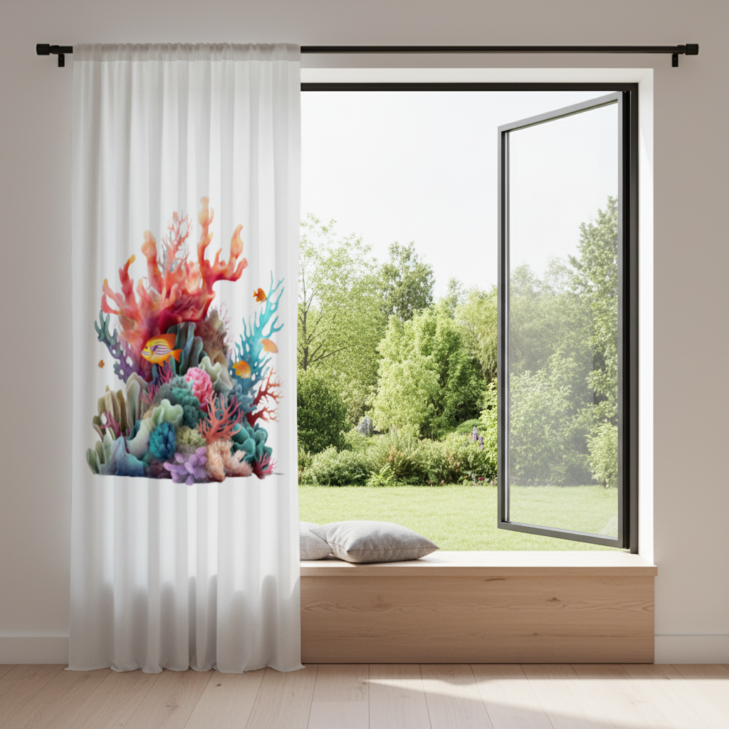 Vibrant Coral Reef and Tropical Fish Drapes