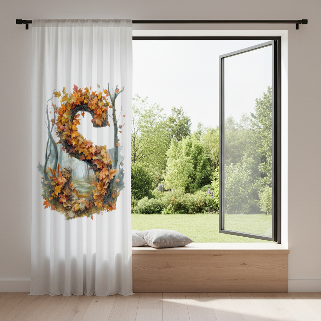Autumn Maple Leaf Letter S Drapes