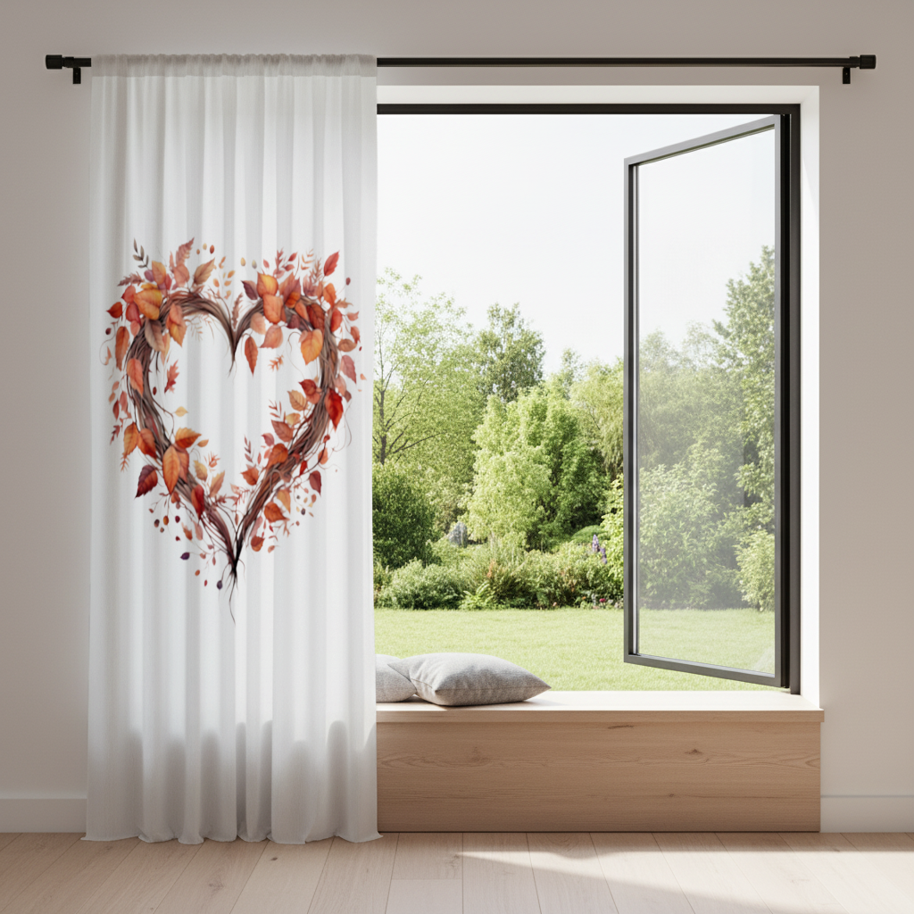 Autumn Leaves Heart Wreath Drapes