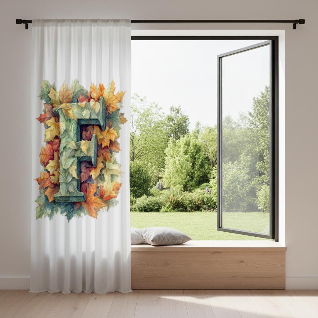 Sonbahar Yapraklı F Harfi Fon Perde