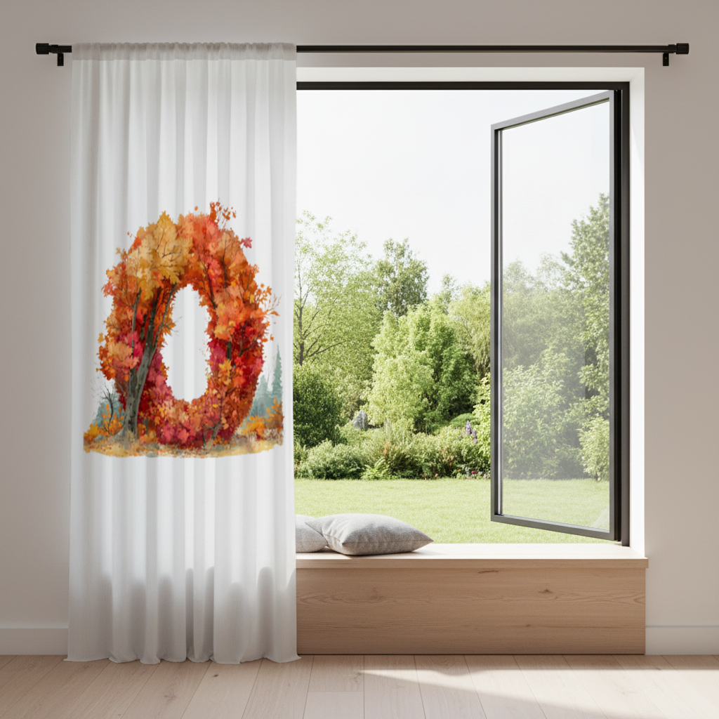 Sonbahar Yapraklı O Harfi Fon Perde