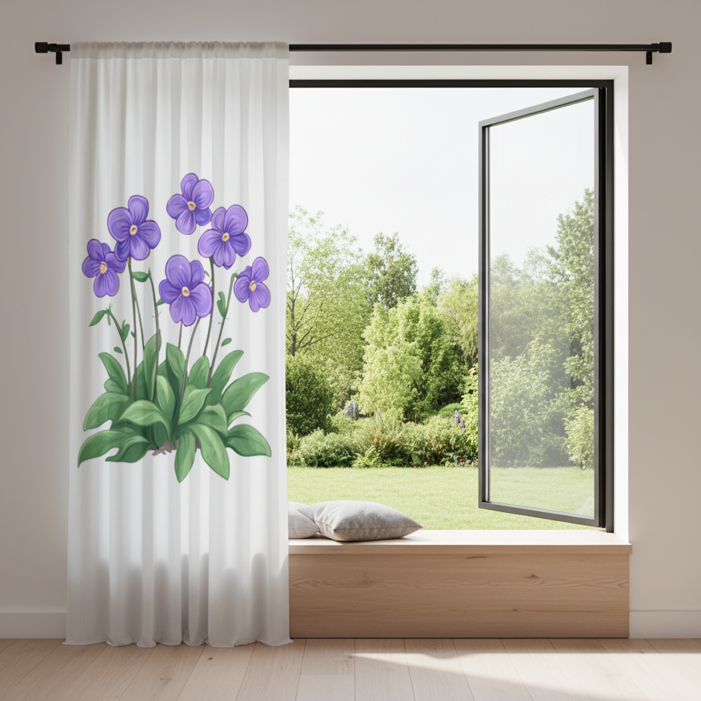 Cottagecore Purple Violets Drapes