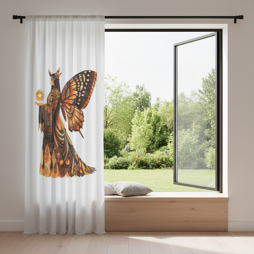 Monarch Kelebek Kanatlı Tanrıça Fon Perde