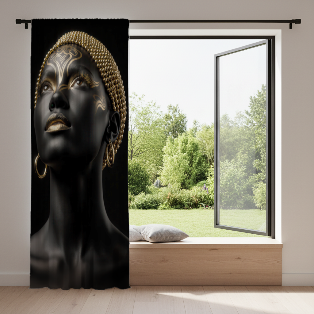 Gold Afrofuturistic Black Woman Drapes