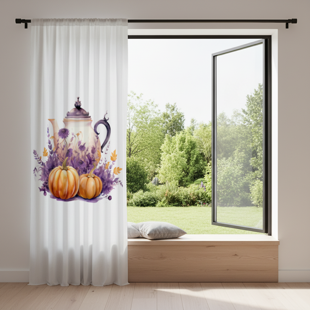 Vintage Purple Floral Pumpkin Teapot 