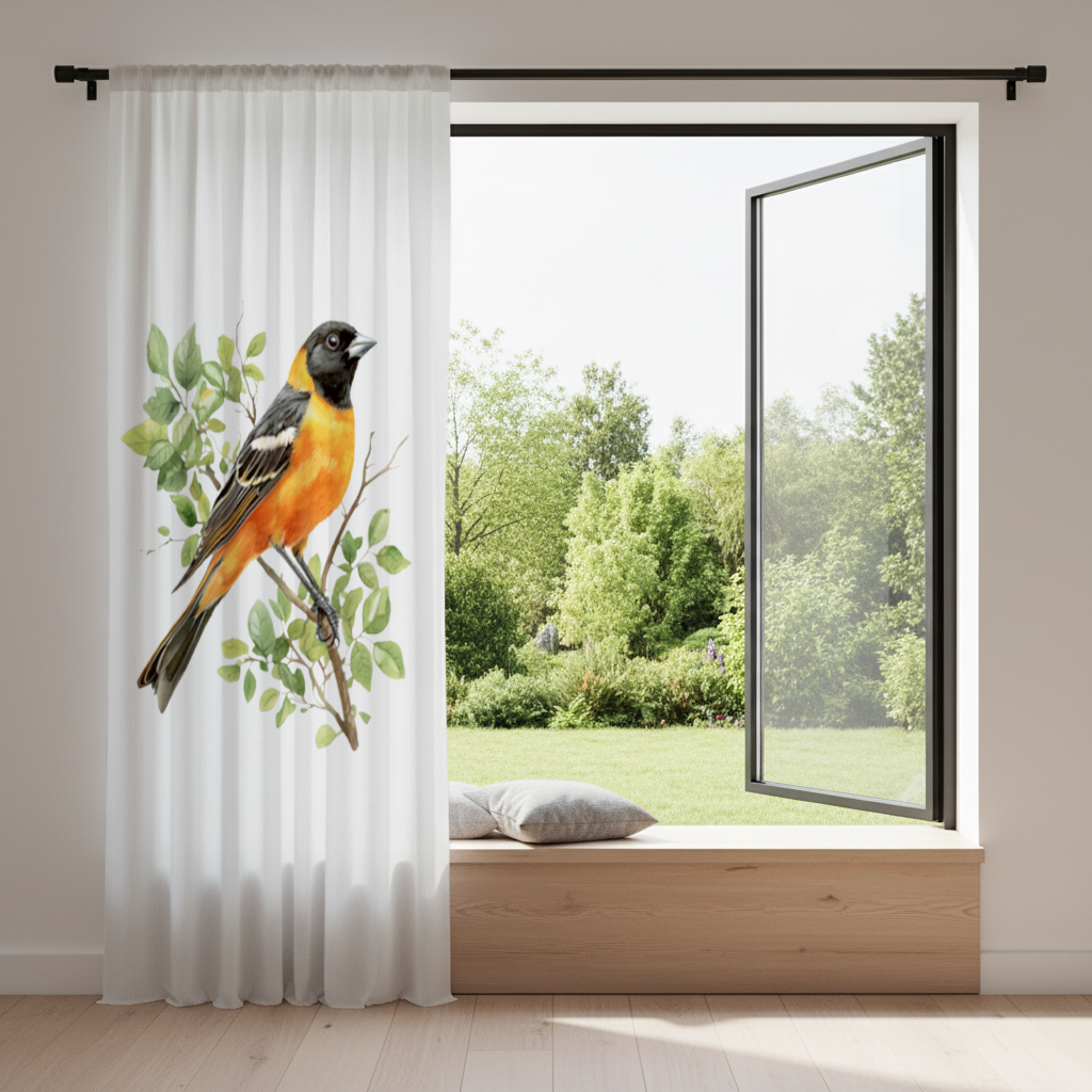 Baltimore Asma Kuşu Dalda Fon Perde