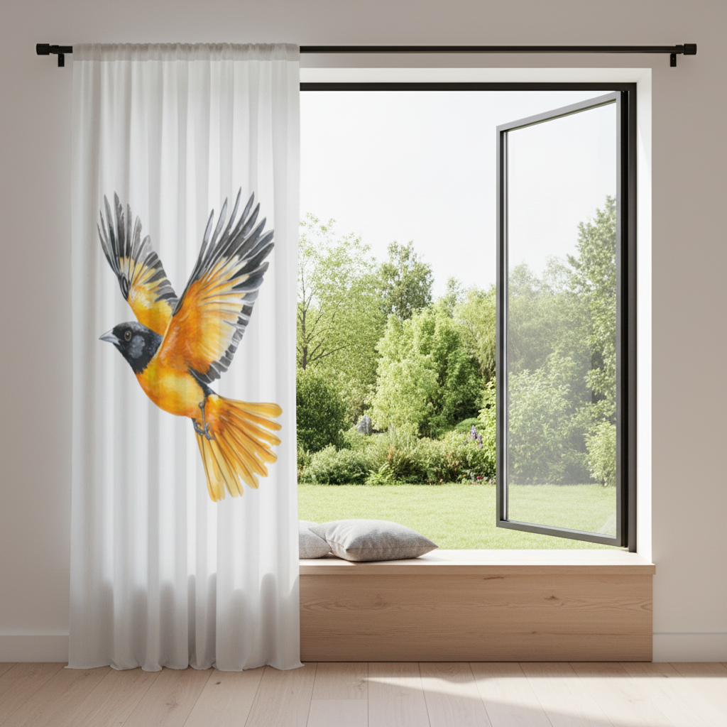 Watercolor Baltimore Oriole Drapes