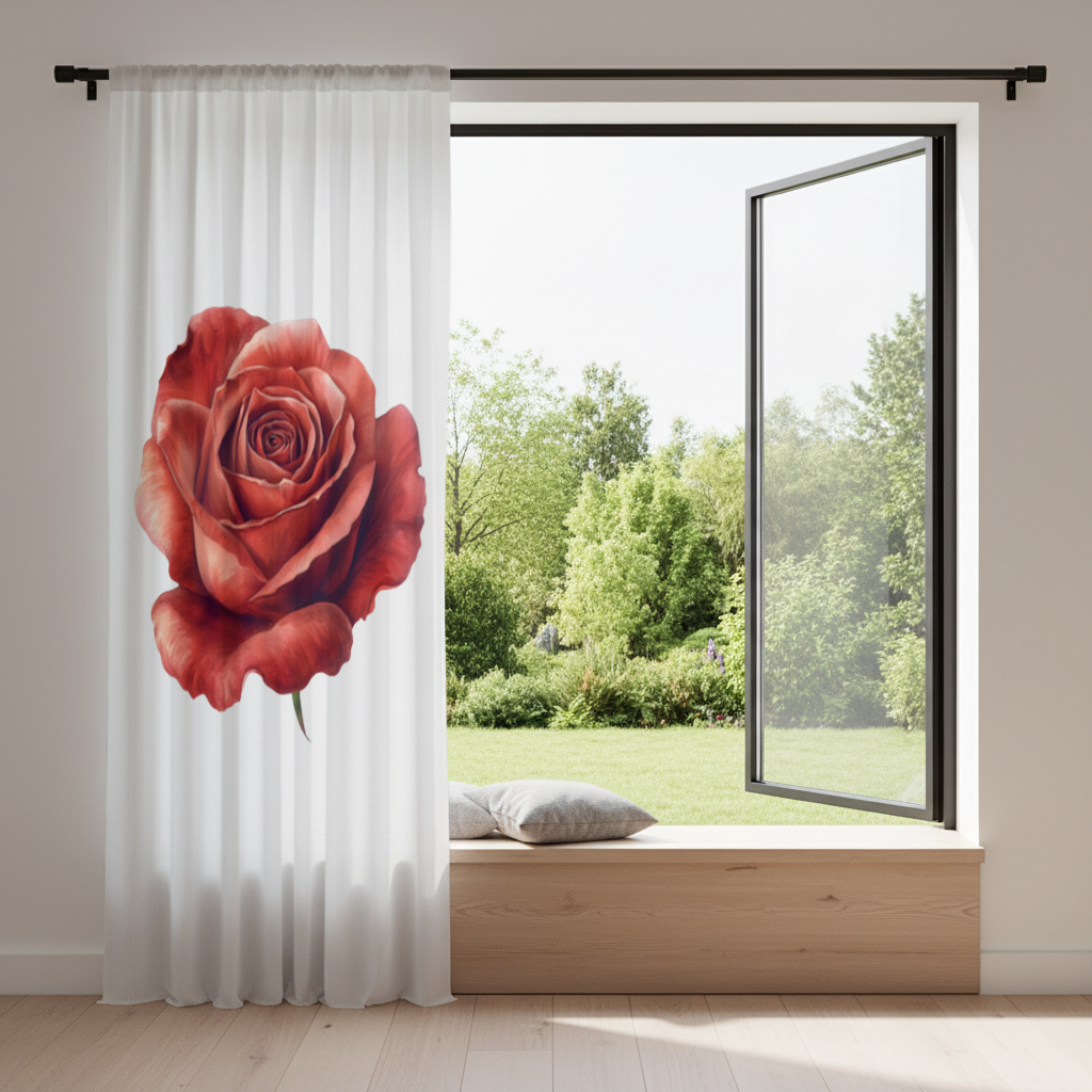 Crimson Red Rose Drapes