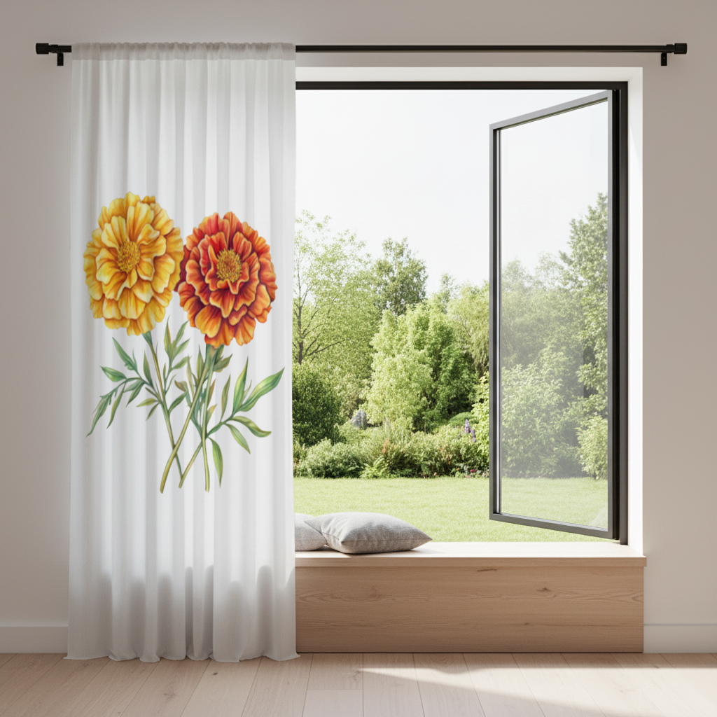 Botanical Yellow Orange Marigold 