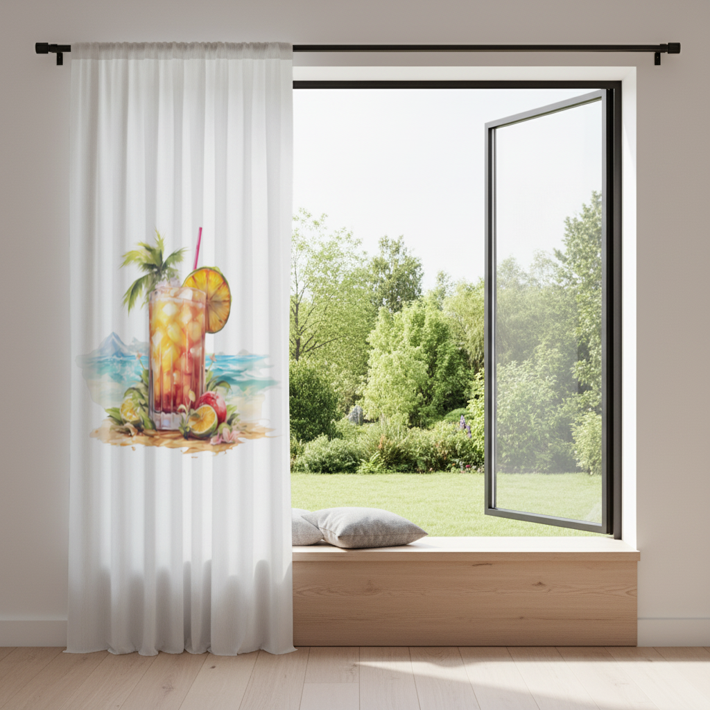 Tropical Island Beach Cocktail with Fruit Drapes