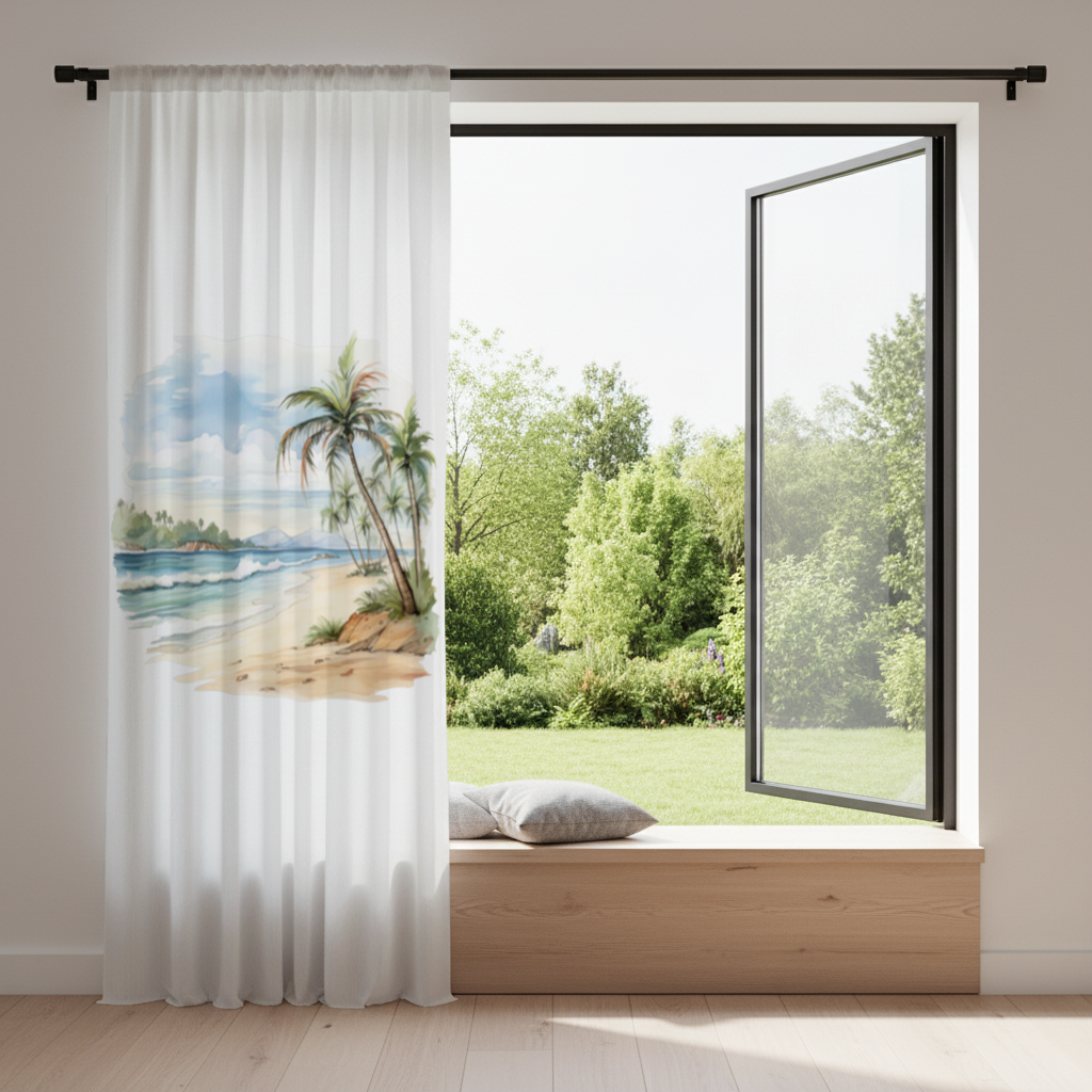 Tropical Palm Tree Beach Drapes