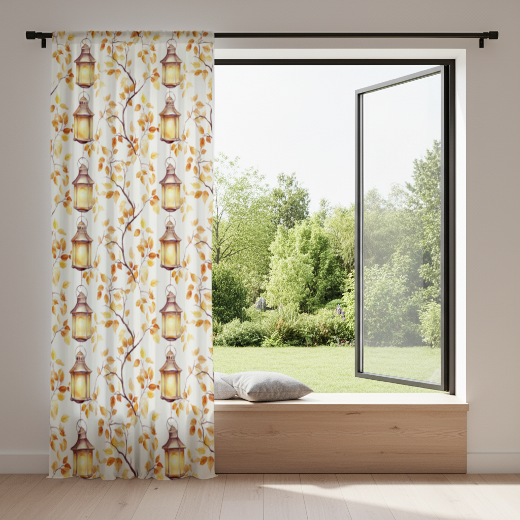 Vintage Watercolor Fall Branches Drapes