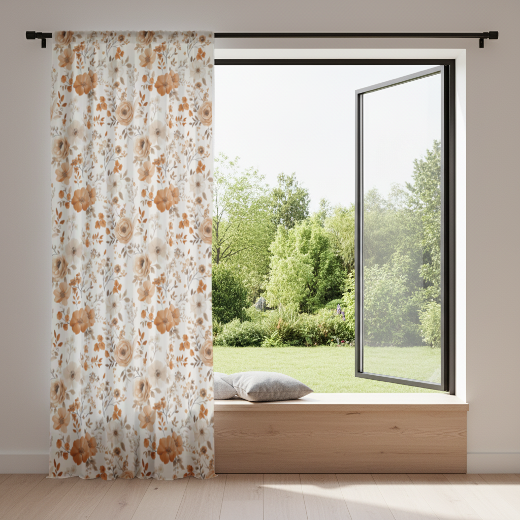 Terracotta Vintage Rose Drapes