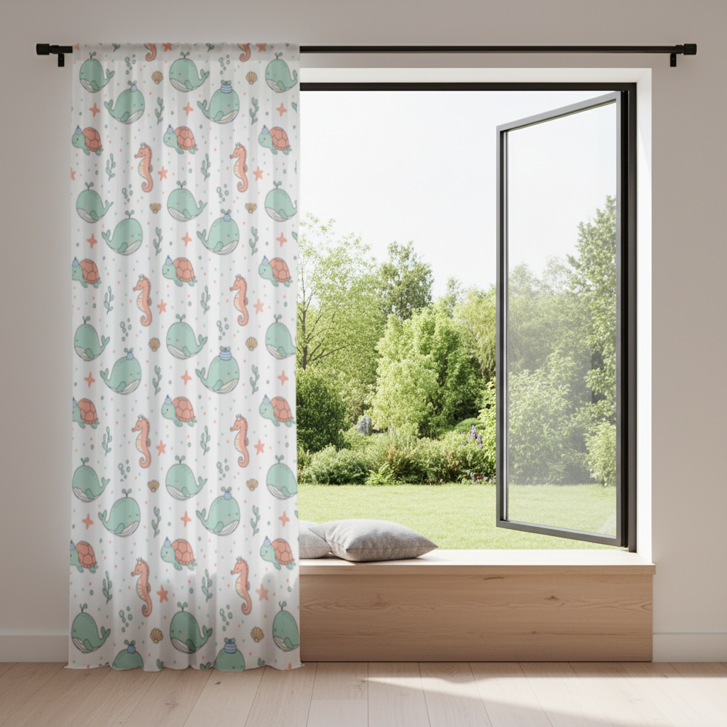 Cute Sea Animals Pattern Drapes