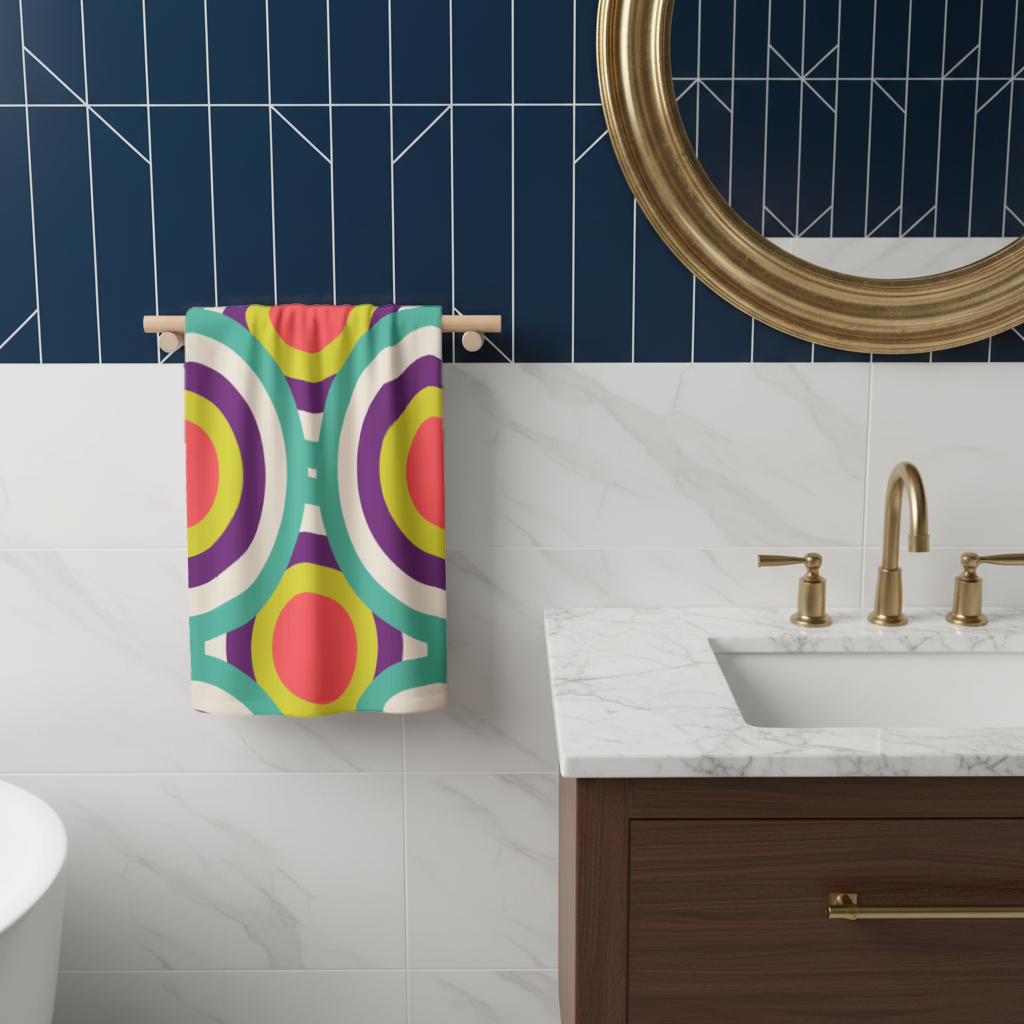 Colorful Geometric Circle Pattern Hand Towel