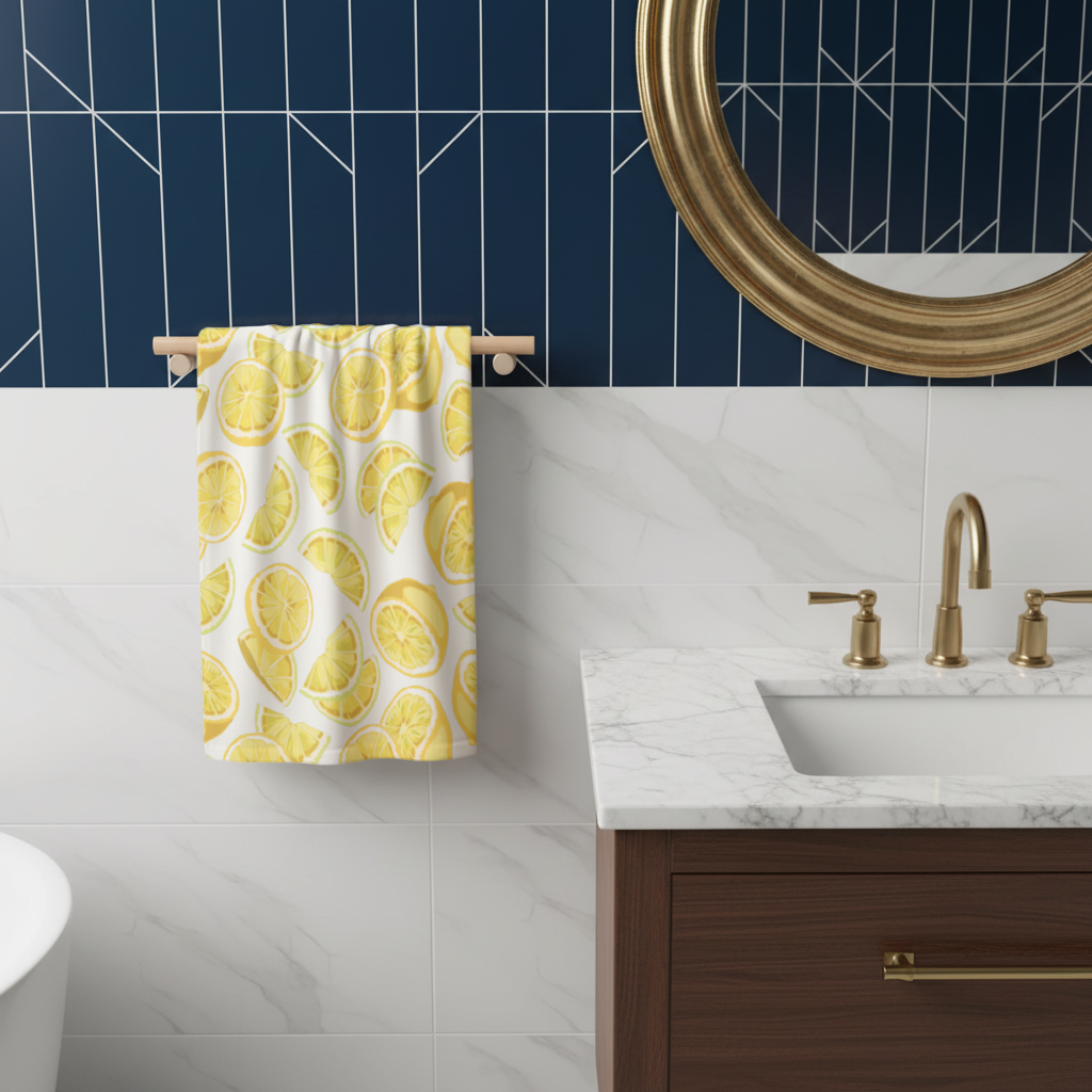 Fresh Lemon Slices Vibrant Summer Pattern Hand Towel