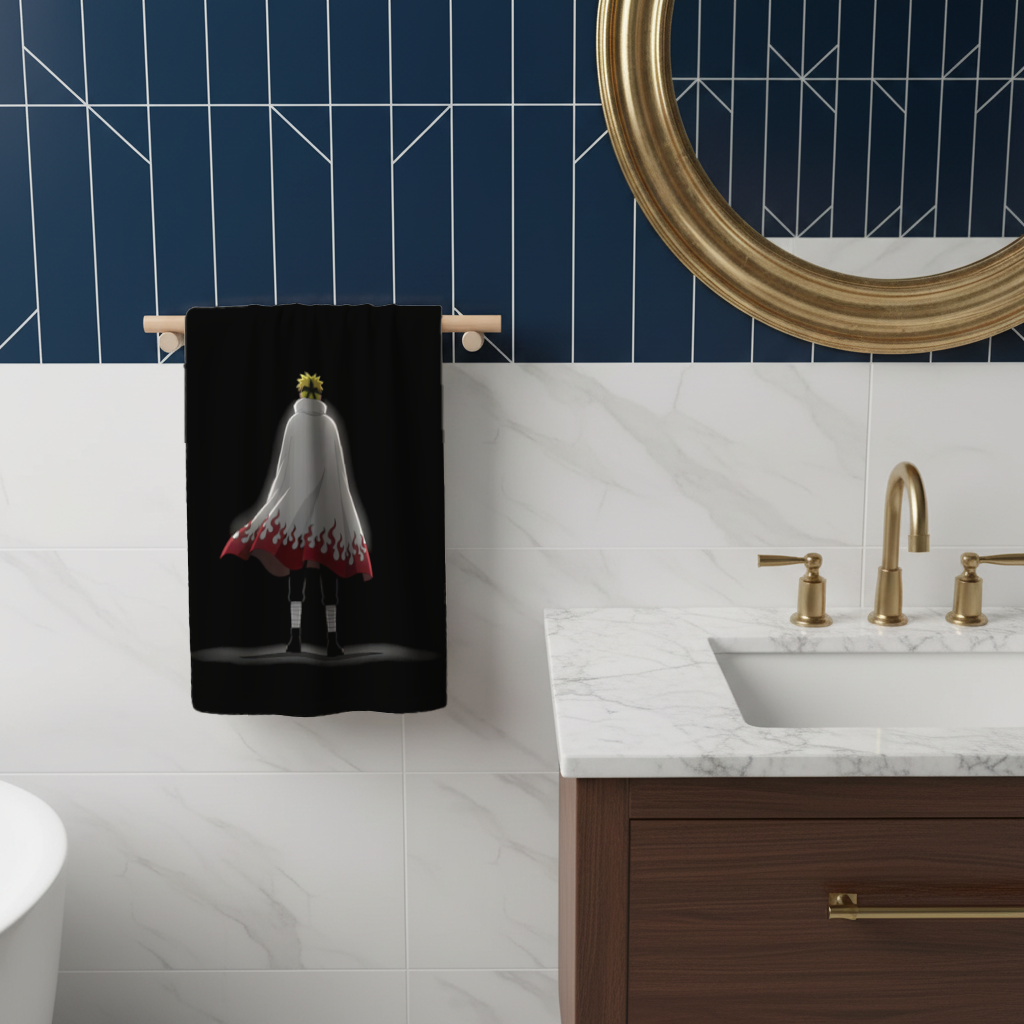 Power from Darkness Naruto Uzumaki Hokage Silhouette Hand Towel