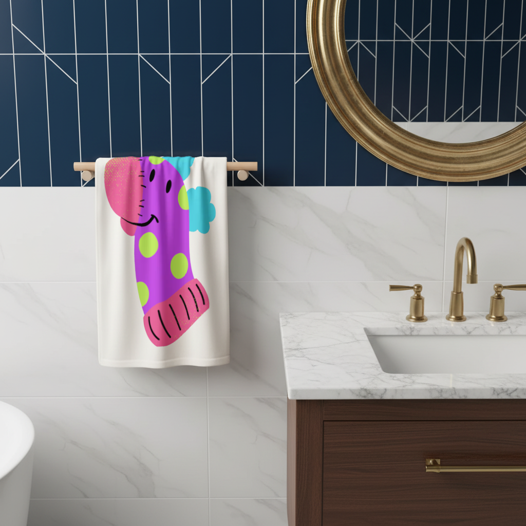 Cute Colorful Dinosaur Illustration Hand Towel