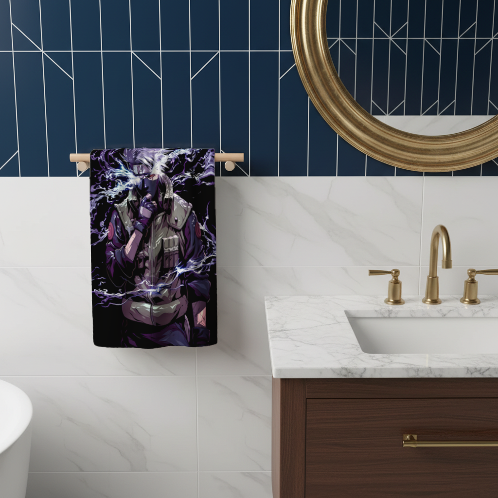 Kakashi Hatake  The Surge of Purple Lightning Hand Towel