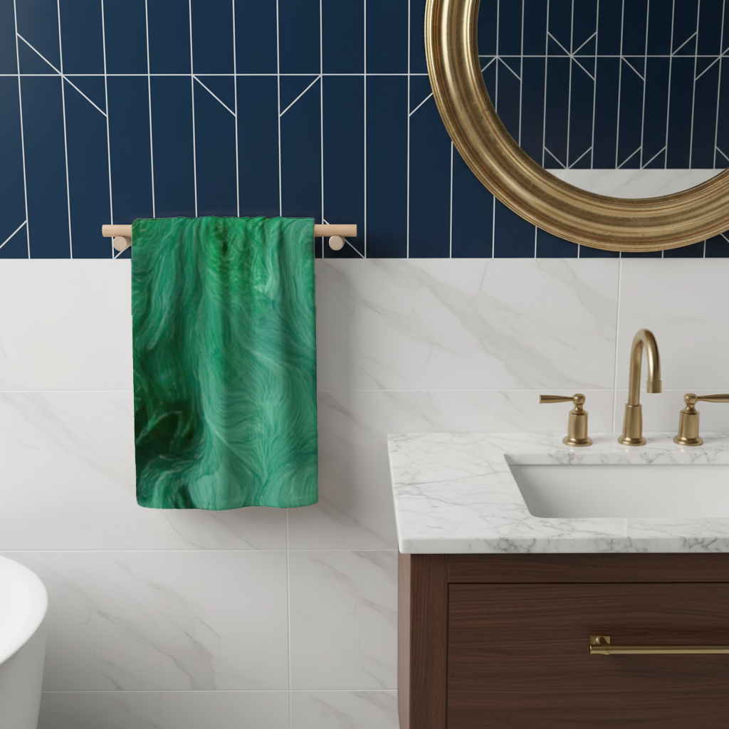 Black and green marbling Hand Towel