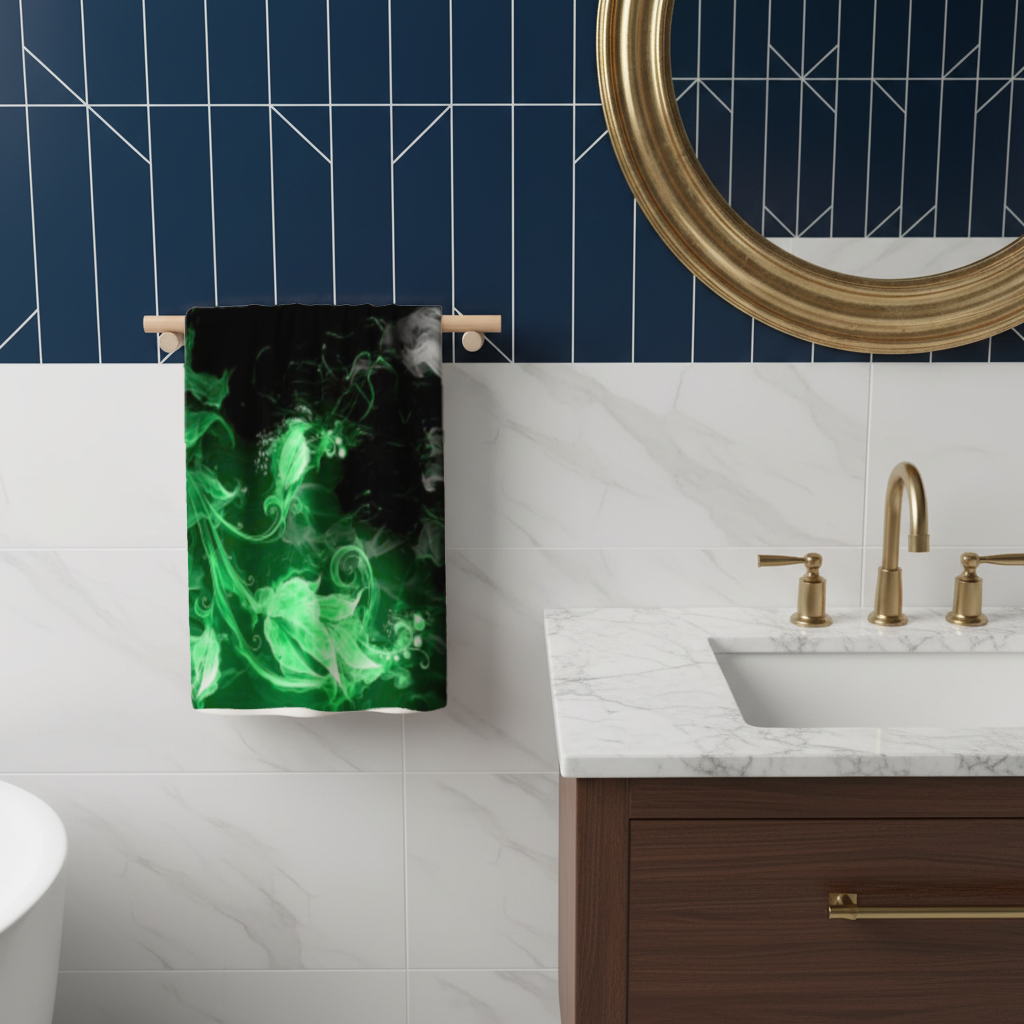 Green and black smokes Hand Towel