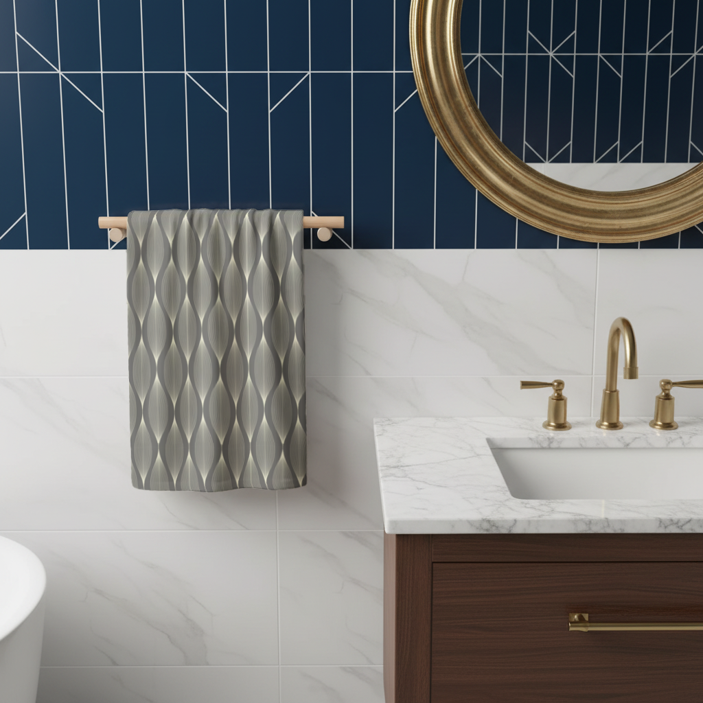 Art Deco Geometric Wavy Pattern Hand Towel