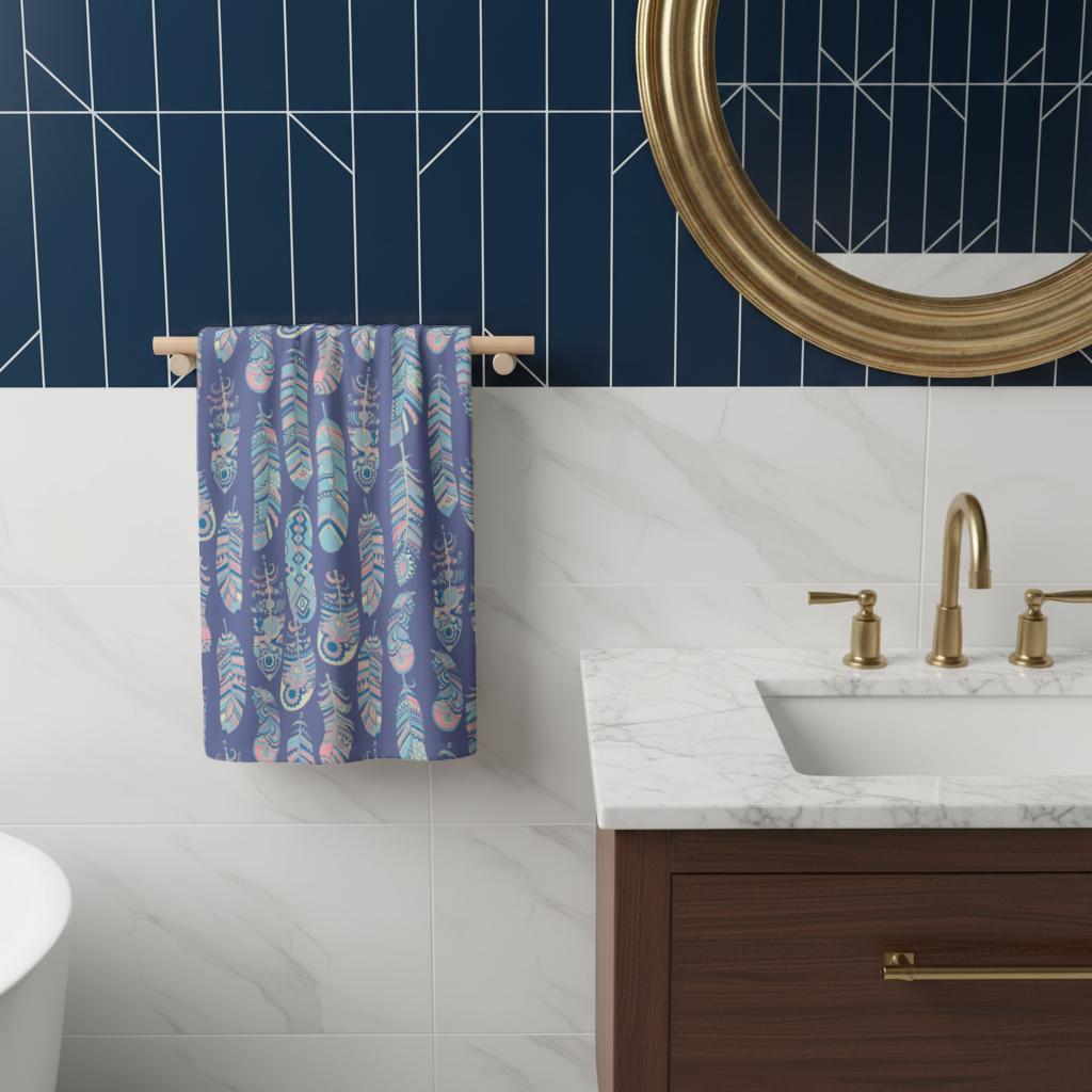 Boho Tribal Feather Hand Towel
