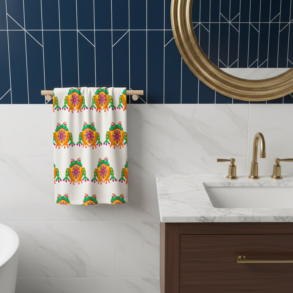 Mexican Alebrije Frog Hand Towel