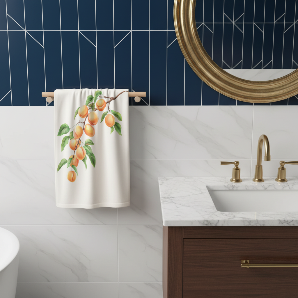 Ripe Orange Apricot Fruit Branch Hand Towel