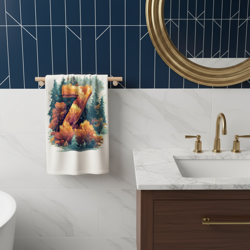 Autumn Leaf Forest Letter Z Hand Towel