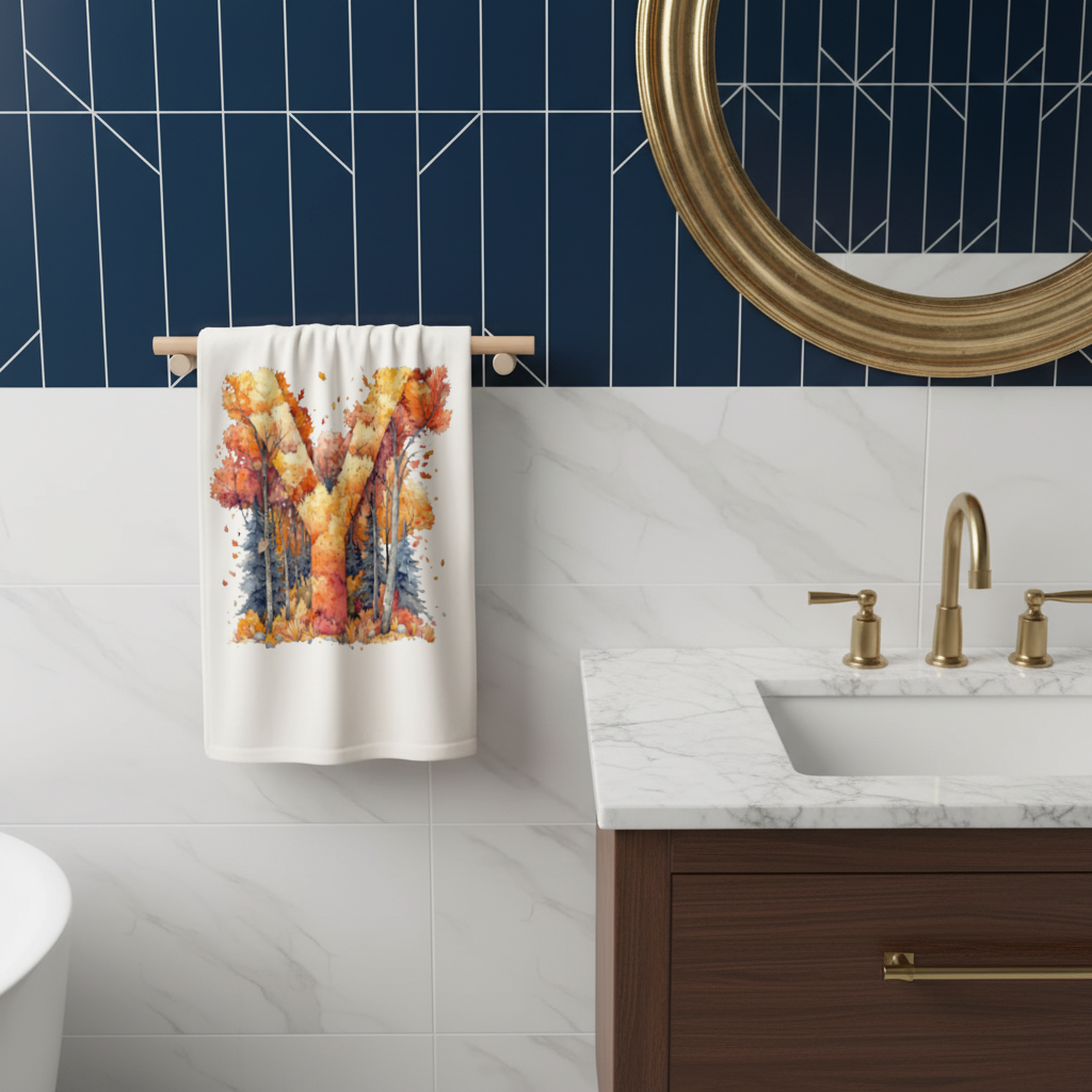 Autumn Forest Letter Y Hand Towel
