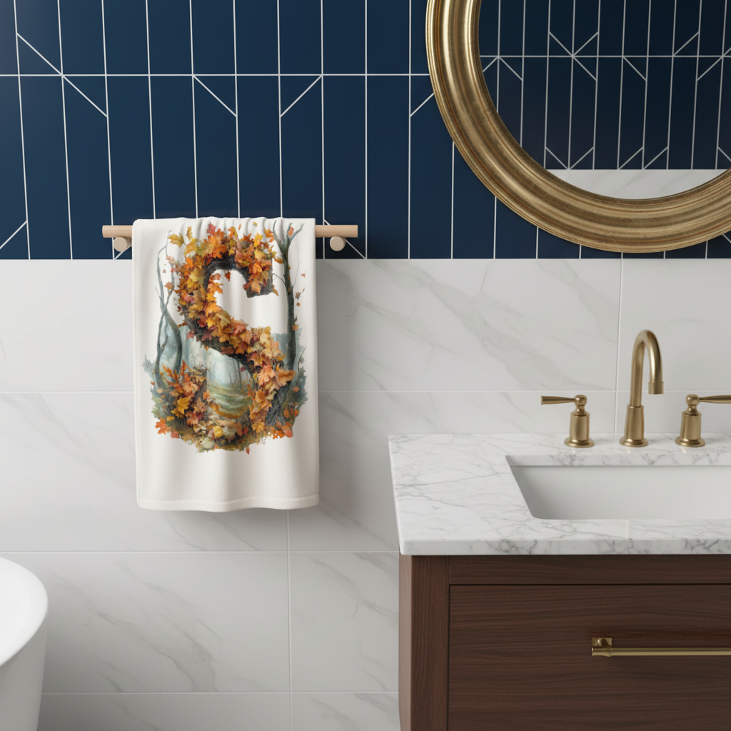 Autumn Maple Leaf Letter S Hand Towel