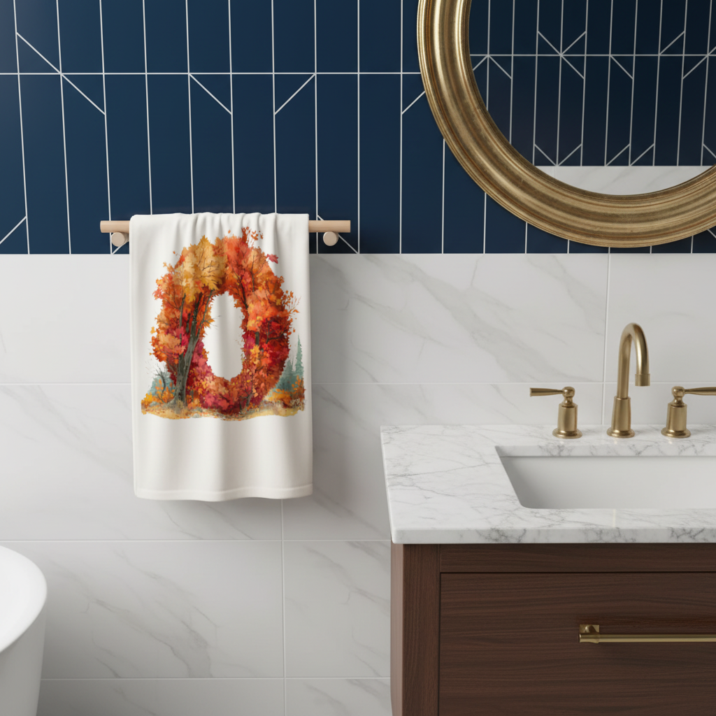Autumn Leaf Letter O Hand Towel