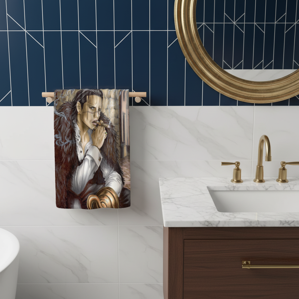 Mysterious Mafia Boss with Gold Hook Hand Towel
