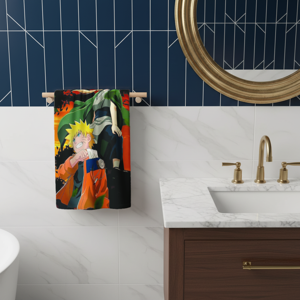 Orange Jacket Warrior Red Sunset Hand Towel