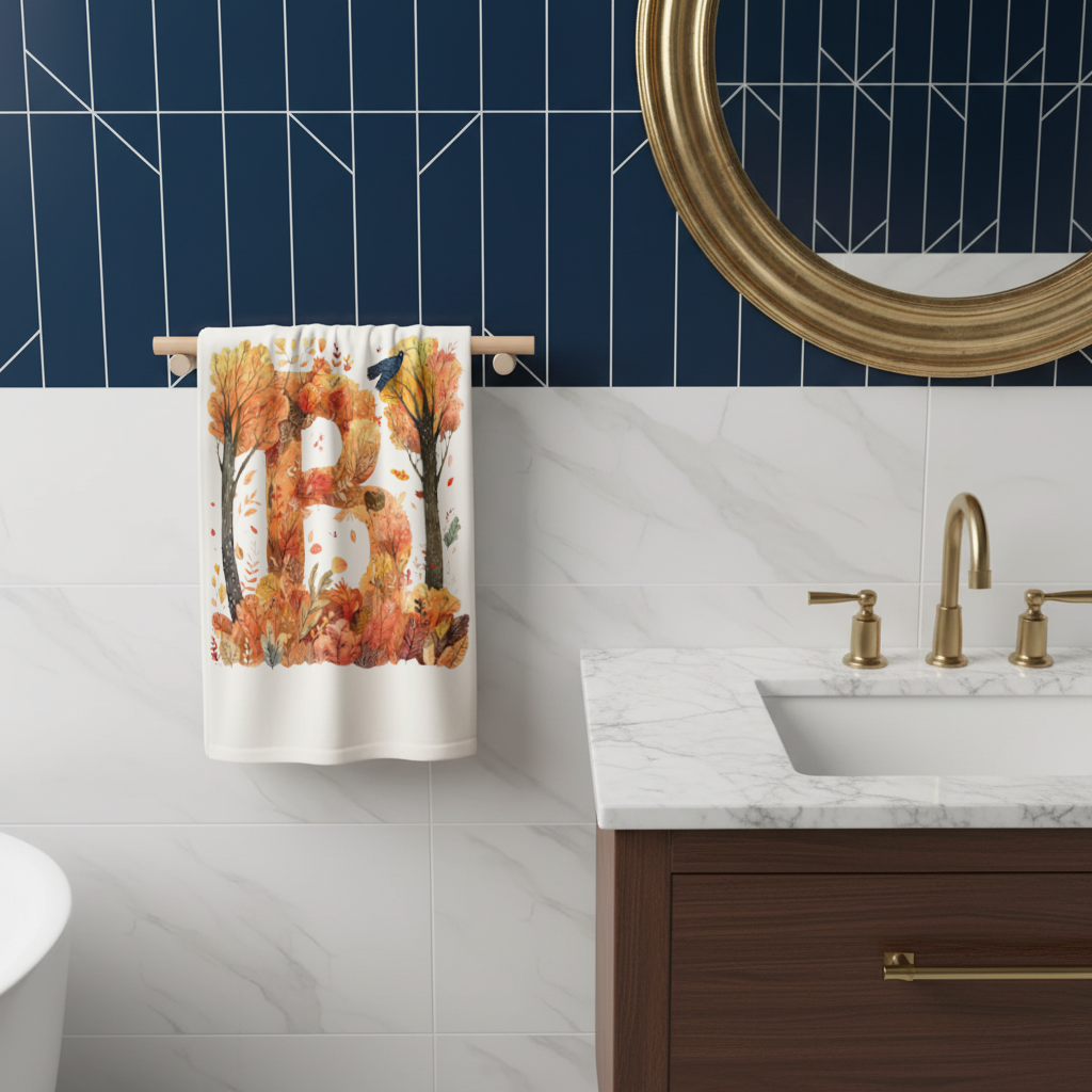 Fall Foliage Letter B Hand Towel