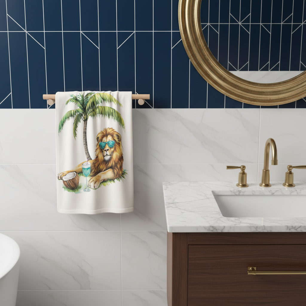 Yaz Tatili Yapan Gözlüklü Aslan El Havlusu