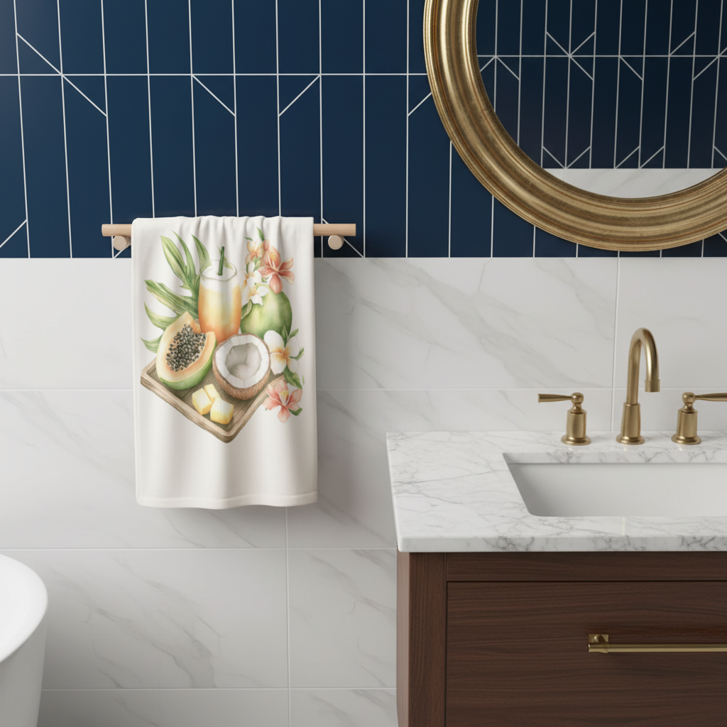 Tropikal Papaya ve Hindistan Cevizi El Havlusu