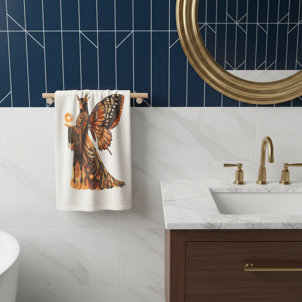 Monarch Kelebek Kanatlı Tanrıça El Havlusu