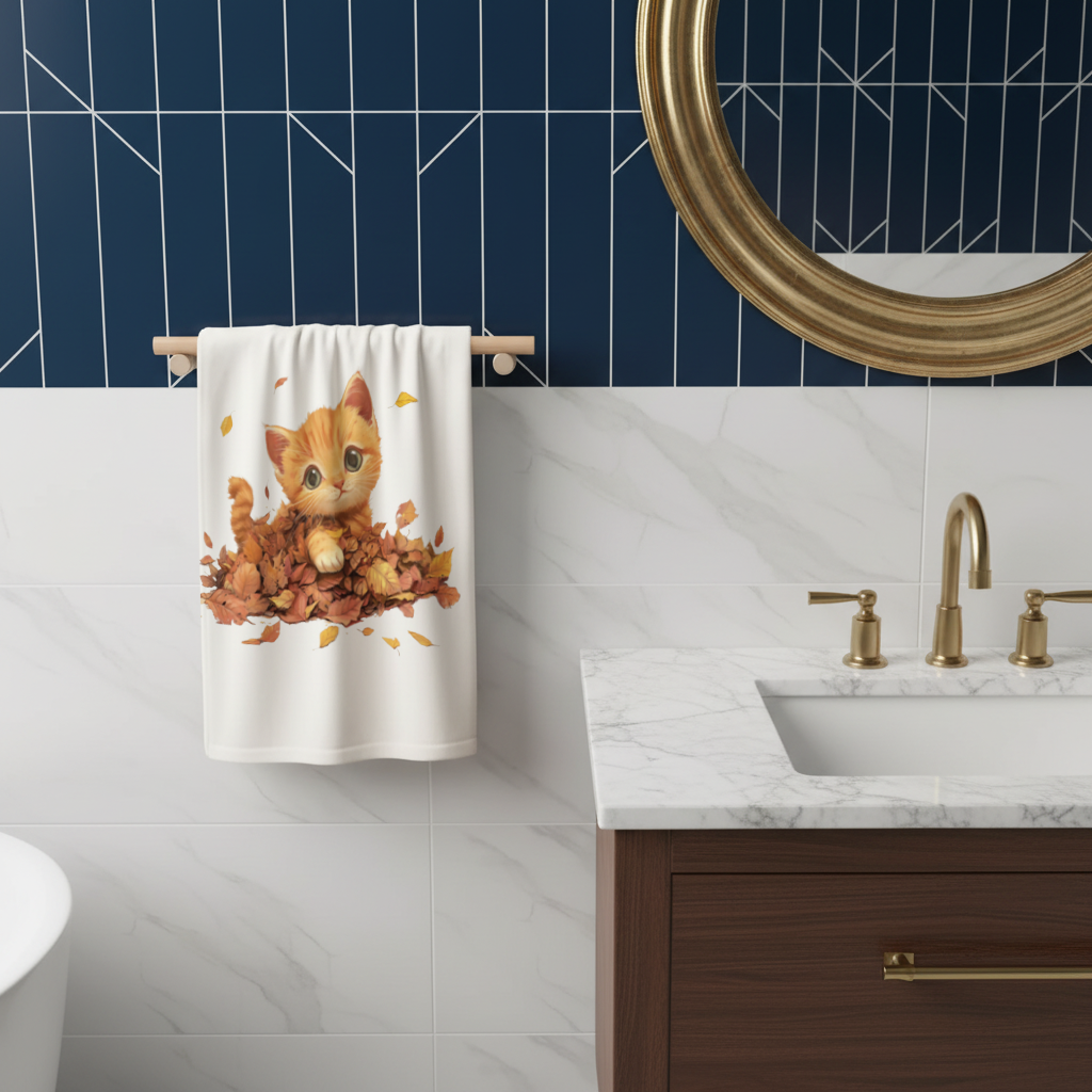 Ginger Kitten in Autumn Leaves 