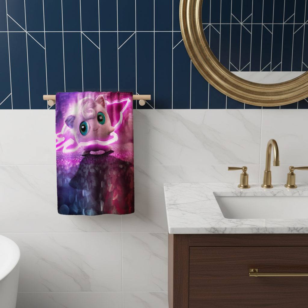 Cyberpunk Pink Fluffy Creature Hand Towel