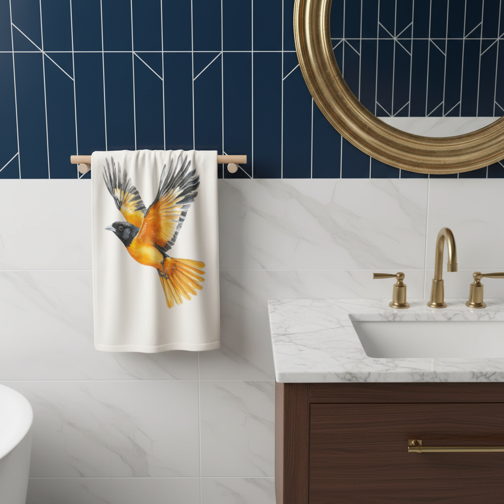Watercolor Baltimore Oriole Hand Towel