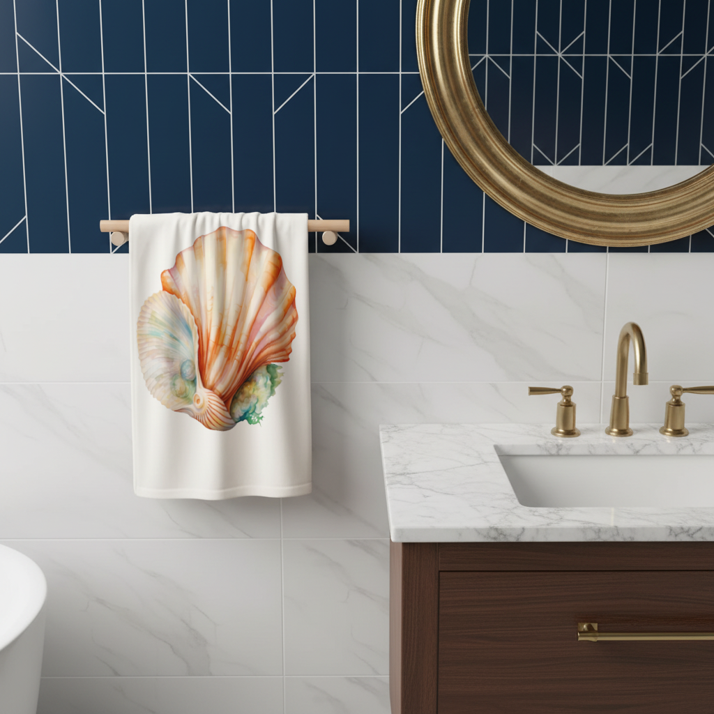 Iridescent Pearls in Orange Scallop Seashell 